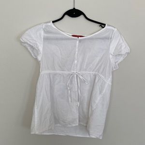 Y2K BUM light babydoll blouse with cap sleeves